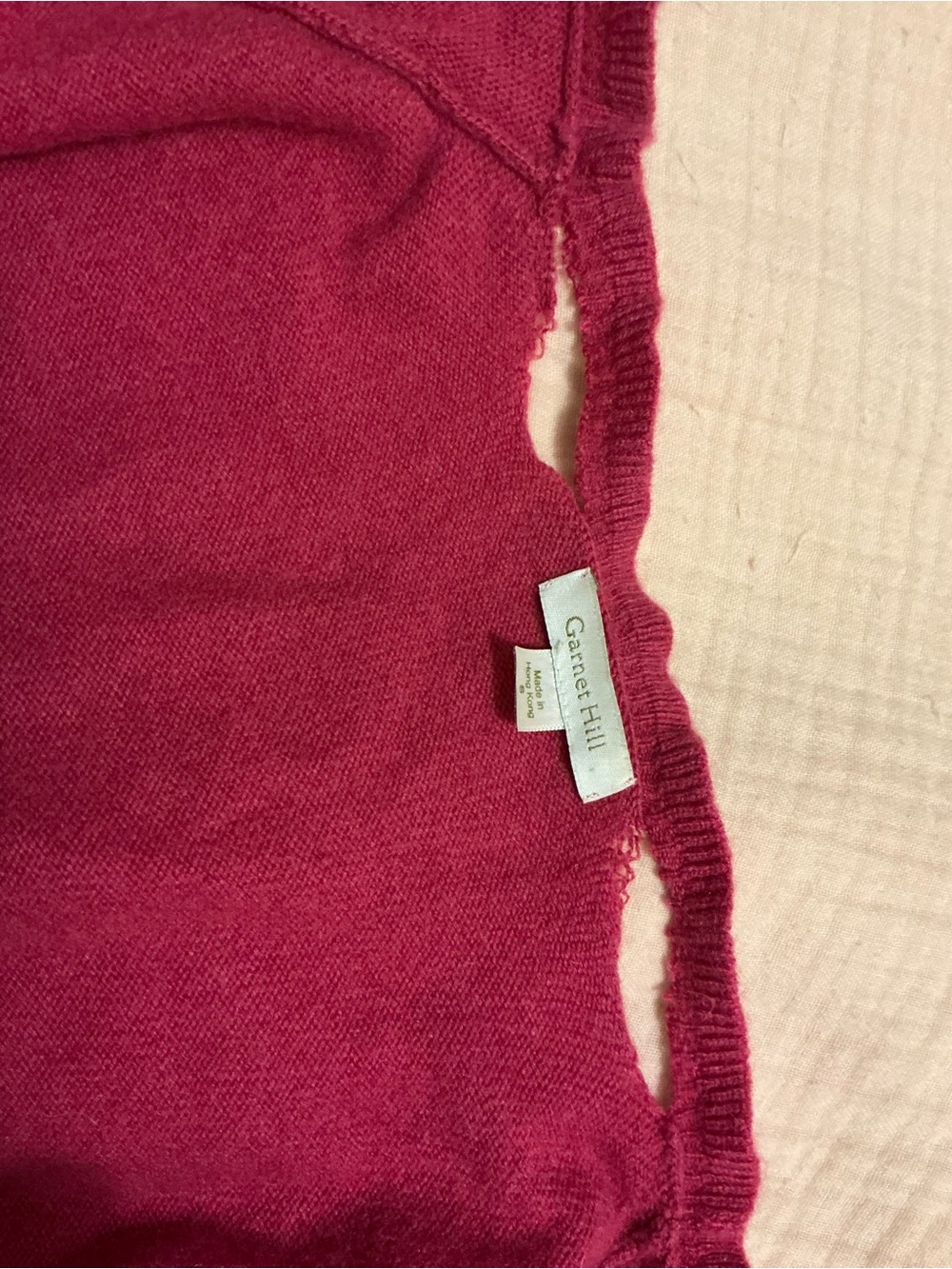 Garnet Hill Raspberry Ruffle-Trim Open Cardigan - Picture 5 of 7